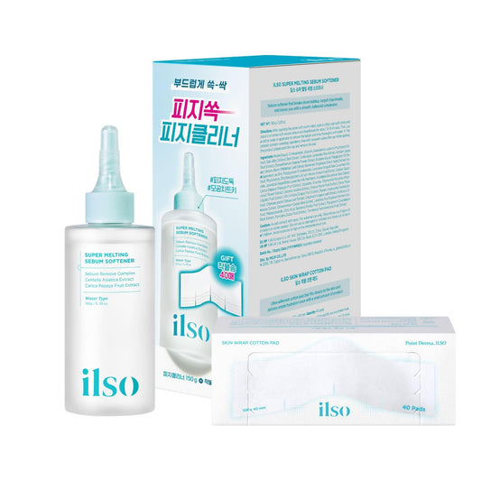 ilso Super Melting Sebum Softener 5.29 oz.(150ml) + Skin Wrap Facial Pad (40ct)